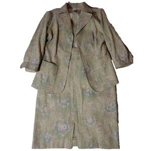 Doncaster 2 Piece Women's Suit Jacket And Skirt Size 6 Green And Yellow Floral